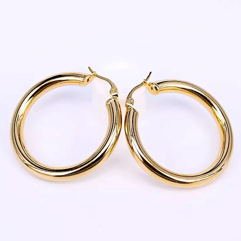 NEW GOLD 40mm HOOP MINIMALIST THICK EARRINGS